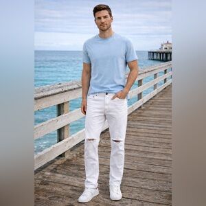 NEW Spark Jeans Mens Sz 34x32 White Distressed Studio Collection Denim Jeans